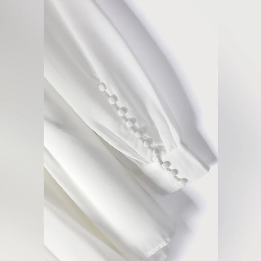 Lulu's Feeling Like a Dream White Chiffon Long Sleeve Romper - Picture 6 of 8